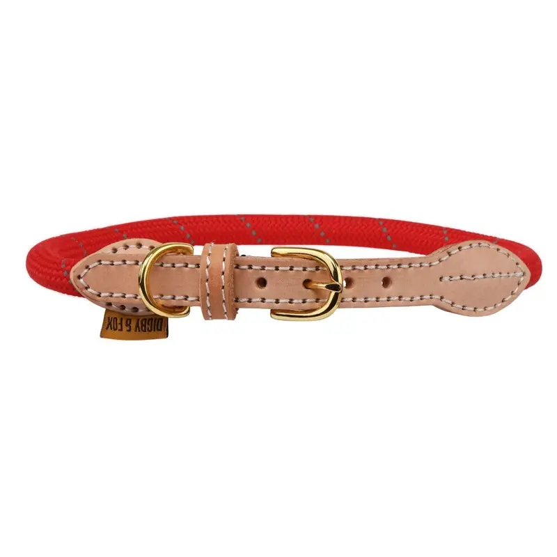 Digby & Fox (L - Neckline: 49Cm-56Cm, Scarlet) Reflective Leather Dog Collar