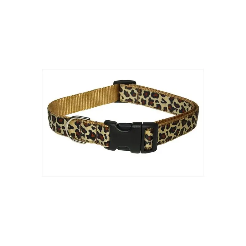 Sassy Dog Wear Leopard-Natural3-C Leopard Dog Collar, Natural - Medium