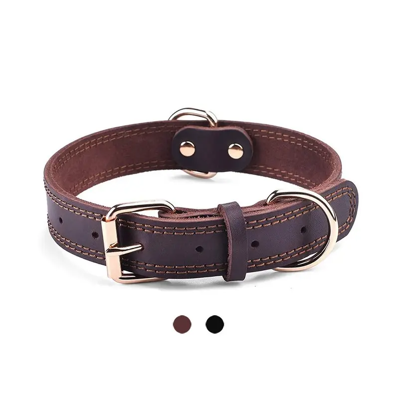 Leather Dog Collars Pet Dog Tag Collar Leash Lead For Dogs Pitbull Bulldog P Small