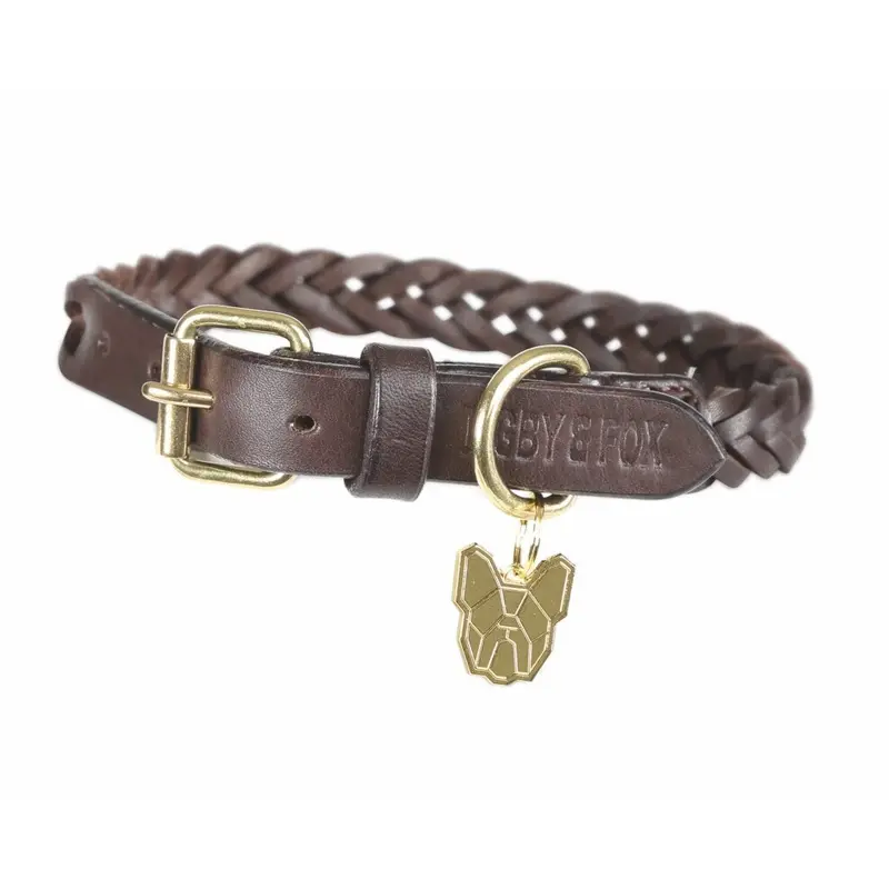 Digby & Fox Brown (Xxs - Neckline: 8In-11In, ) Plaid Leather Dog Collar