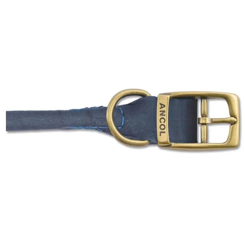 New Ancol Timberwolf Leather Round Collar 39-48Cm Sz Blue 116240 Size 5