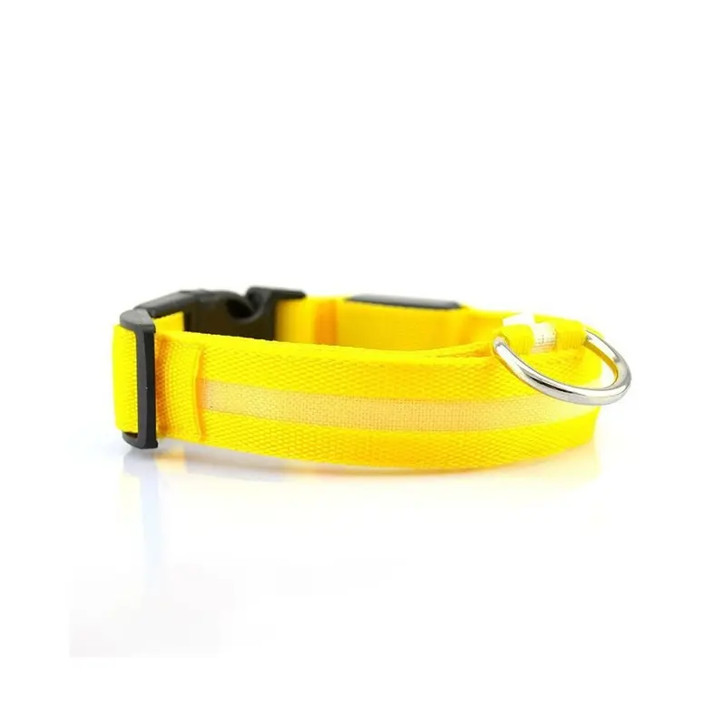 Multicoloured (Yellow, Led Dog Collar Pet Night Safety Bright Adjustable Extra Large