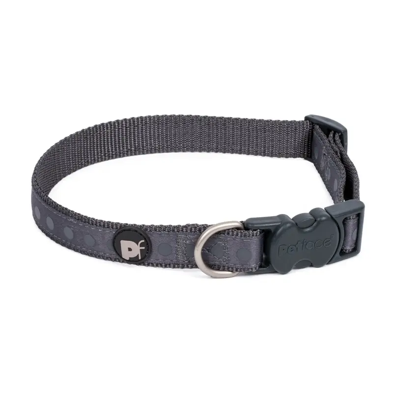 Petface Steel Tonal Dots Print Dog Collar, X-Small, Grey