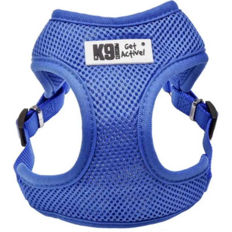 B&Q K9 Pursuits Pet Dog Lead Harness Vest Padded Soft Mesh Medium Purple/Black/Blue