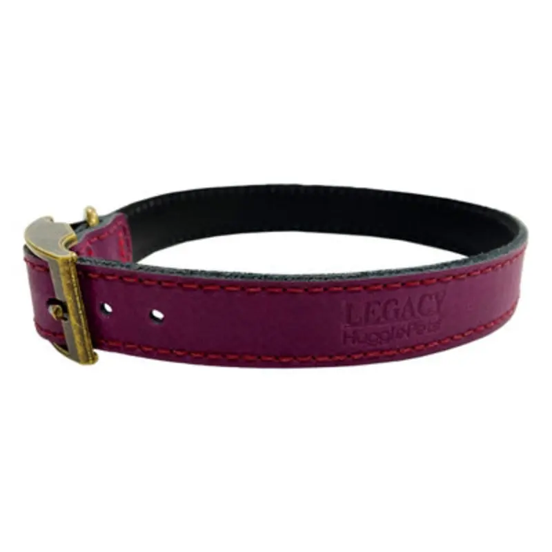 Huggle Pets Hugglepets Leather Dog Collar Large 40 - 45 Cm Merlot Black
