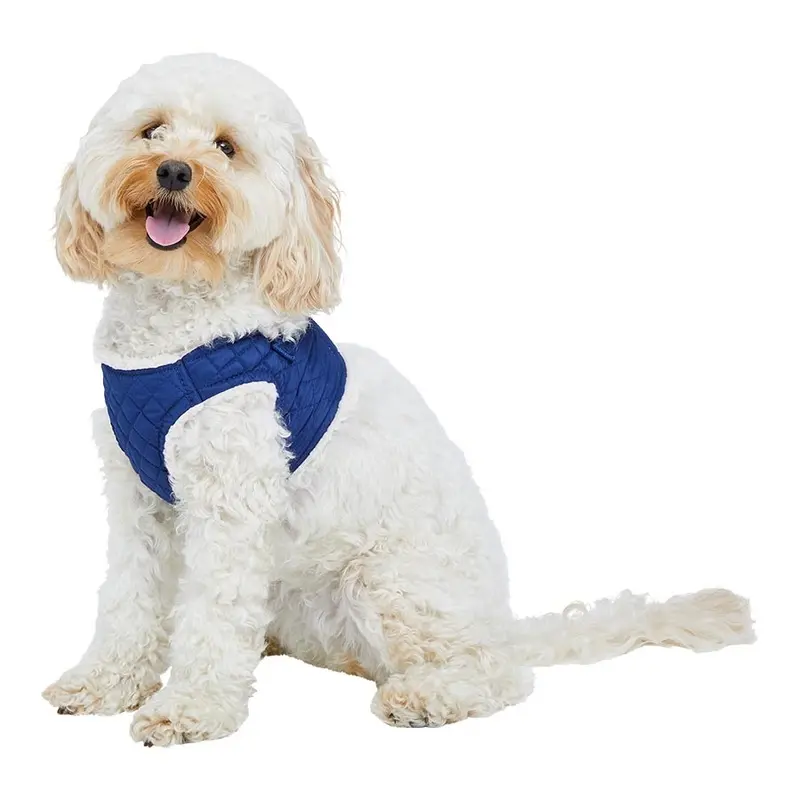 Pets At Home Quilted Shearling Vest Dog Harness Blue Small