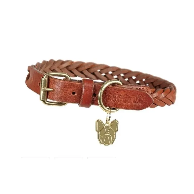 Digby & Fox Unisex Brown Digby And Fox Plaited Dog Collar - Tan XX-Small