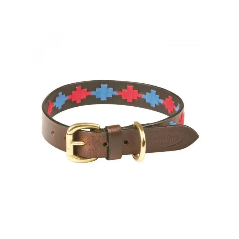 Weatherbeeta Polo Dog Collar - Beaufort - Brown/Pink/Blue Extra Extra Large