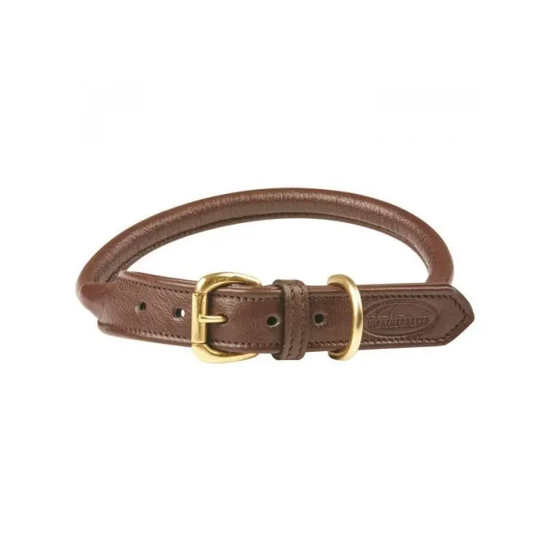 Weatherbeeta Rolled Leather Dog Collar - Extra Brown Small