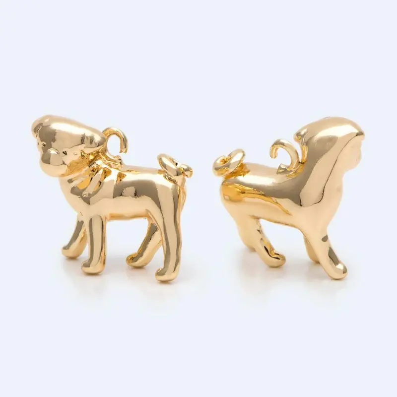 10Pcs 3D Dog Charm For Jewelry Making Diy Material Supplies (Gb-2644) Size 10