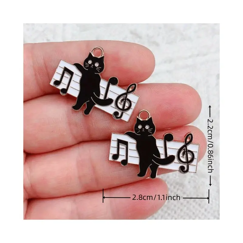 10pcs Enamel And Moon Cat Charm For Jewelry Making