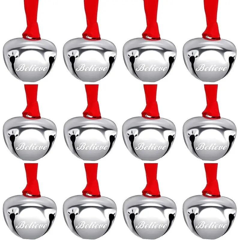12 Pieces Christmas Believe Bell Ornaments - Polar Express Bell Decor Size 12