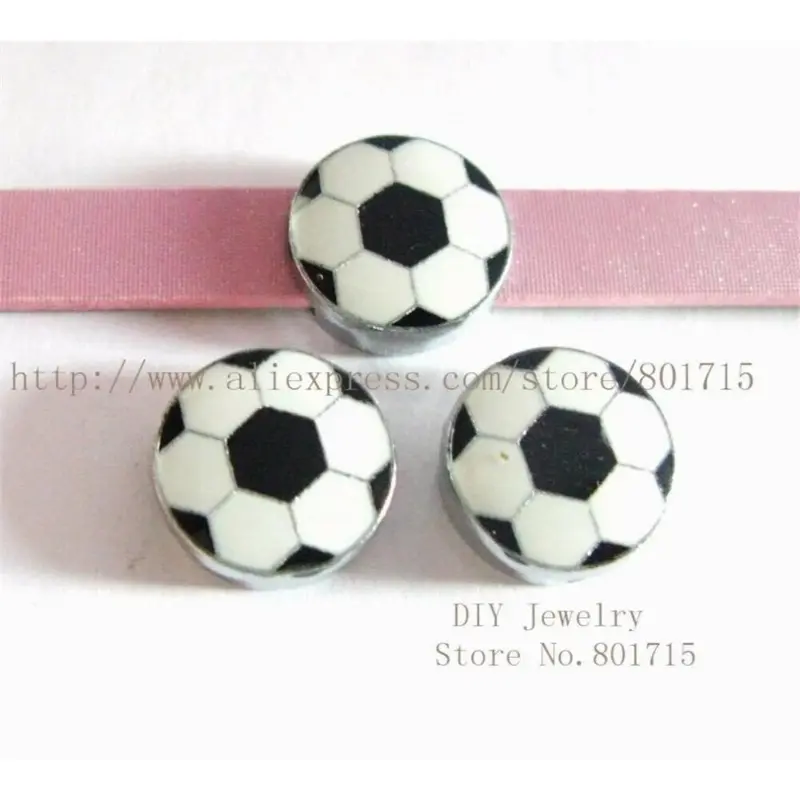 Multicoloured 100Pcs 8Mm Football Slide Charm Fit Pet Collar Wristband Key Chain As