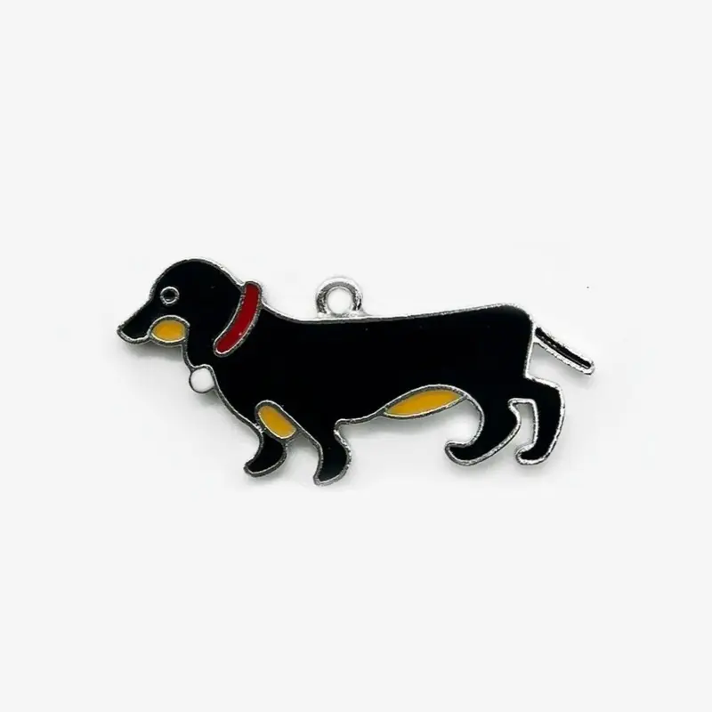 Multicoloured Enamel Craft Pet Dog Jewelry Diy Charm Sausage Dog Metal Pendant