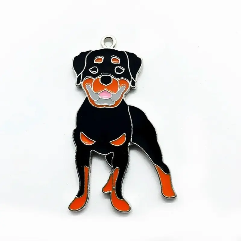 Multicoloured Enamel Metal Rottweiler Pendant Family Pet Dog Diy Jewelry Charm Large