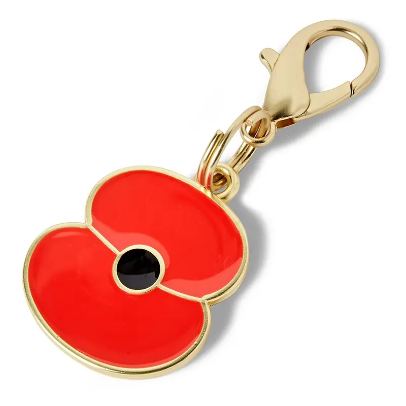 Royal British Legion Poppy Dog Metal Charm Red
