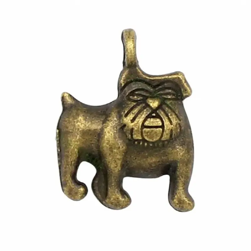 Multicoloured 100Pcs-Dog Charms Antique Bronze Bulldog Charm Pendant 17X13mm