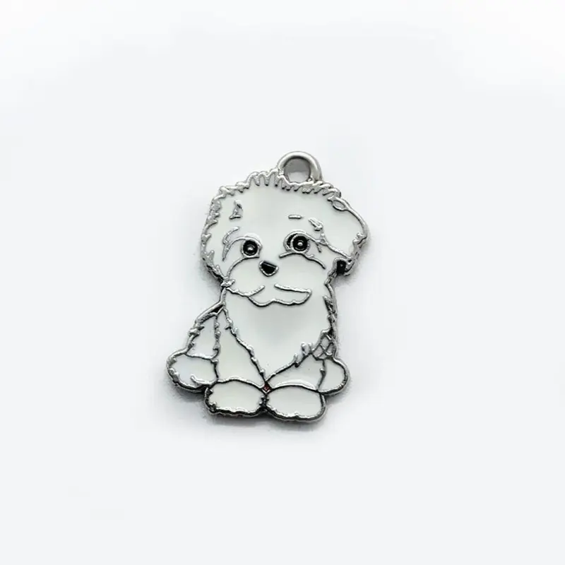 Multicoloured Hot Enamel Metal Pet Dog Charm Bichon Frise Jewelry Diy Pendant