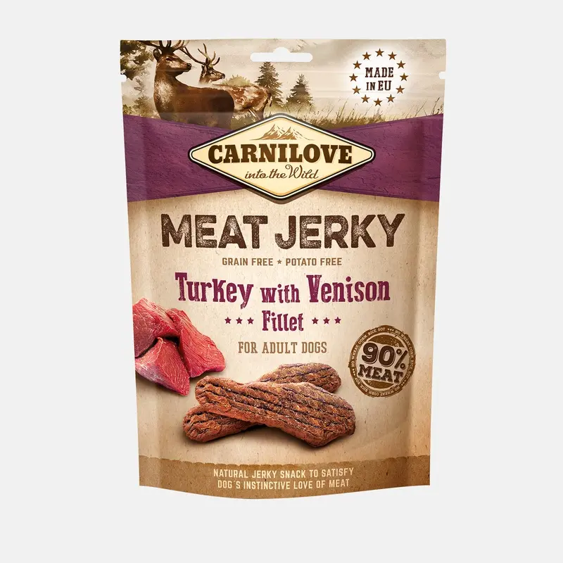 Carnilove Jerky Turkey with Venison Fillet Dog Treats 100g