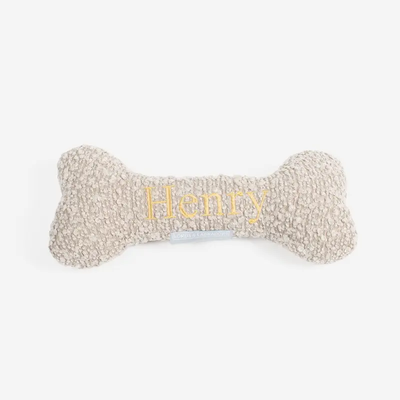 Bone Dog Toy in Mink Boucl by Lords & Labradors