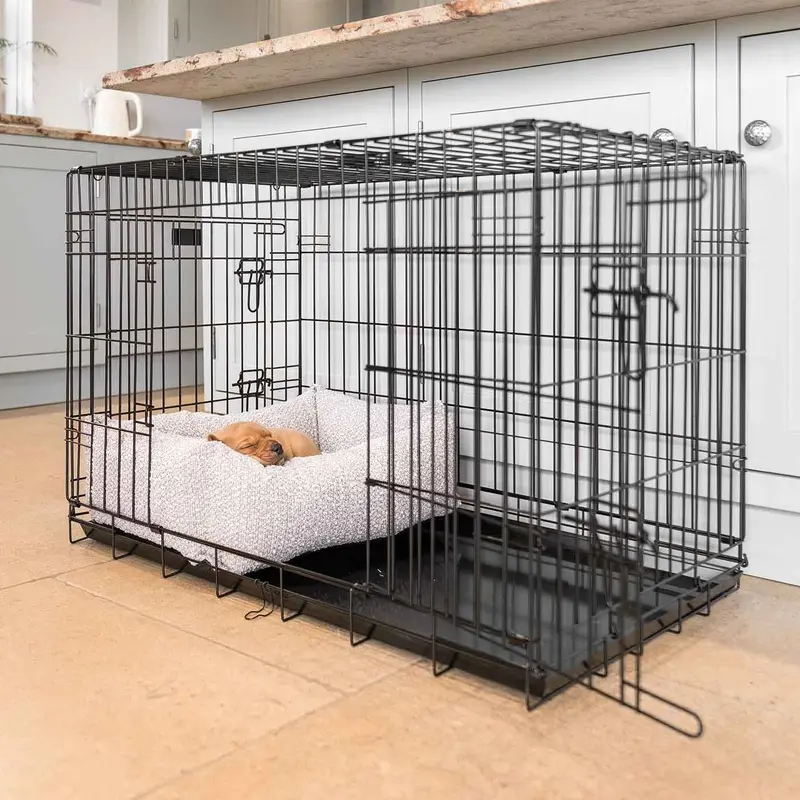 Cosy & Calming Puppy Crate Bed With Removable Covers in Mink Boucl by Lords & Labradors