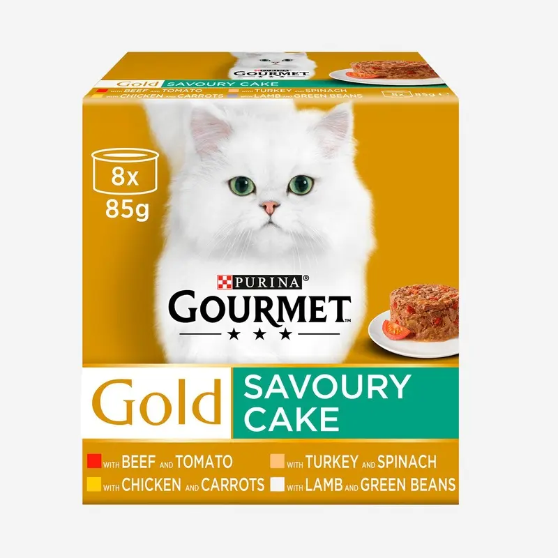 Gourmet Gold Adult Savoury Cake Meat & Veg Cat Food (8 x 85g)