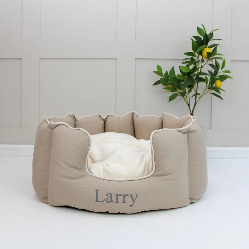 High Wall Bed For Cats With Removable Covers in Savanna Oatmeal by Lords & Labradors