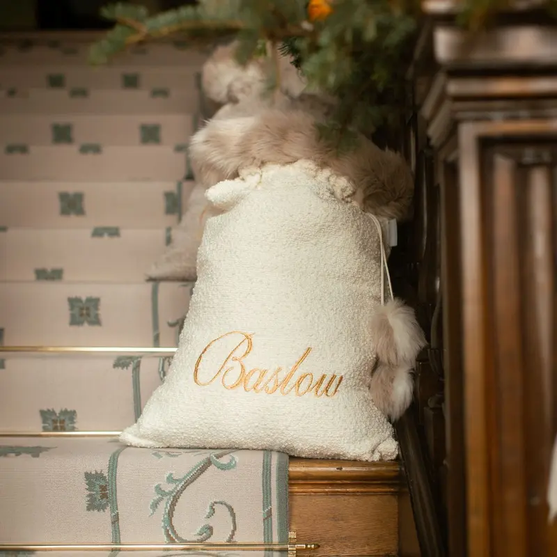 Christmas Santa Sack in Ivory Boucl by Lords & Labradors