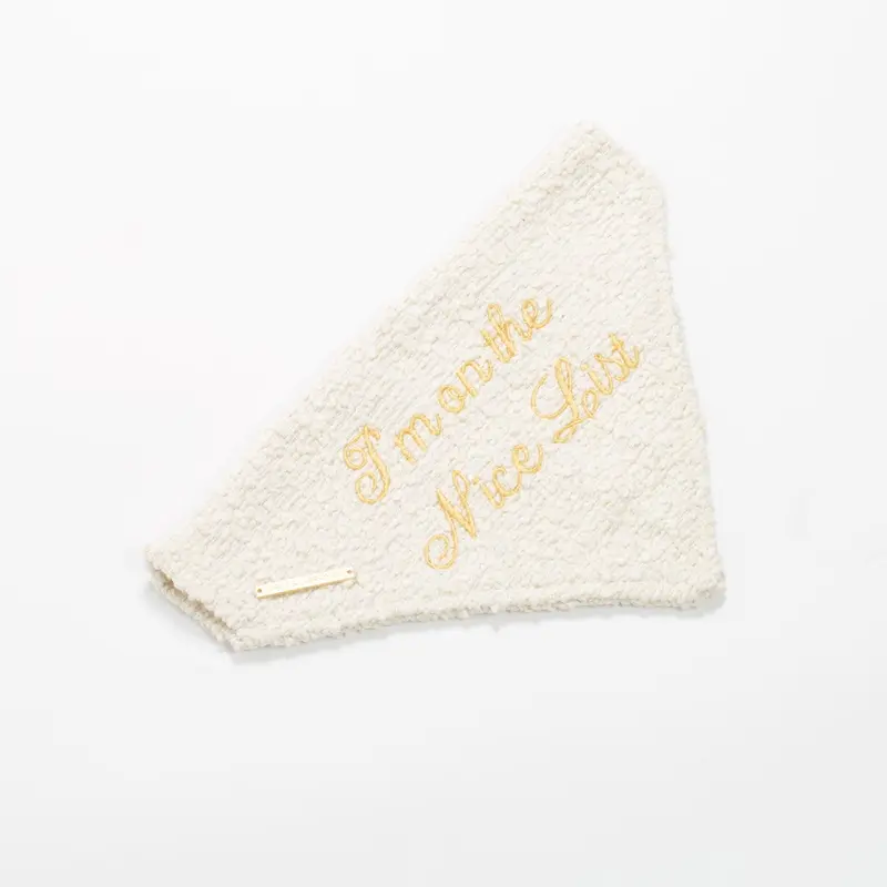 'I'm on the Nice List' Bandana in Ivory Boucl by Lords & Labradors