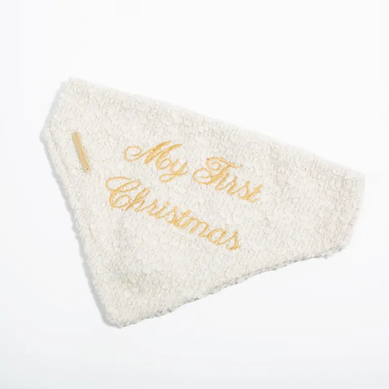 'My First Christmas' Bandana in Ivory Boucl by Lords & Labradors