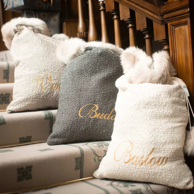 Christmas Santa Sack in Granite Boucl by Lords & Labradors