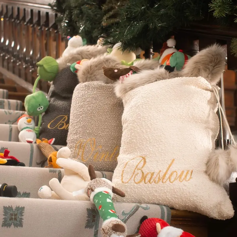 Christmas Santa Sack in Mink Boucl by Lords & Labradors