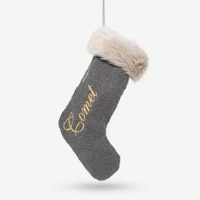 Christmas Stocking in Granite Boucl by Lords & Labradors