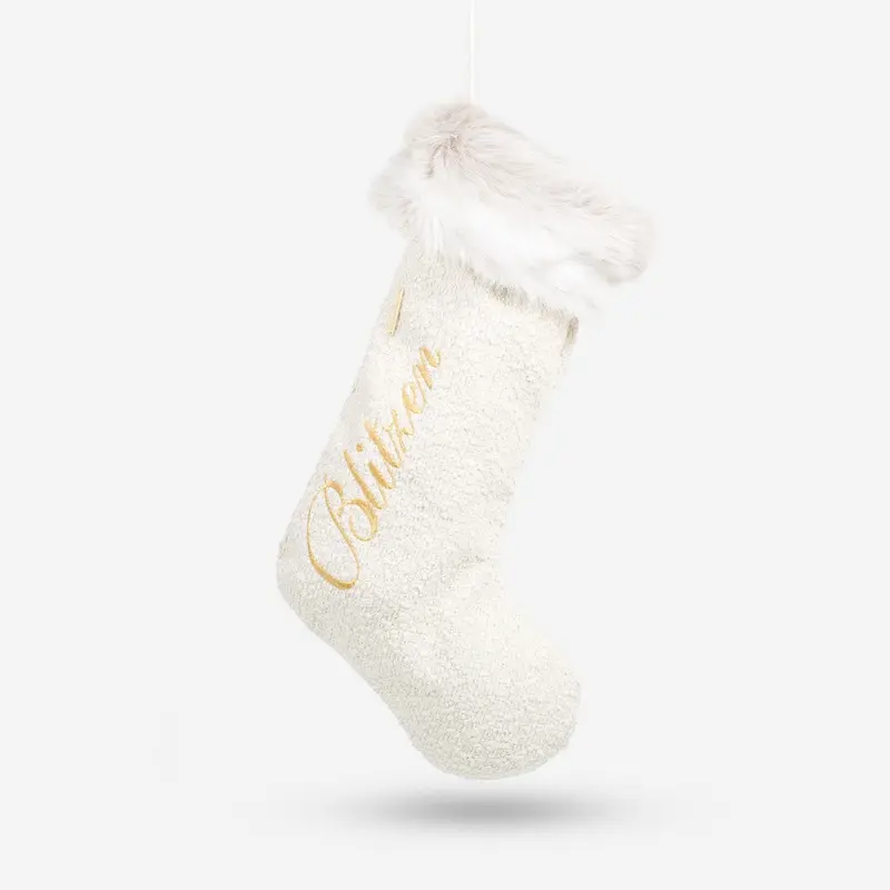 Christmas Stocking in Ivory Boucl by Lords & Labradors