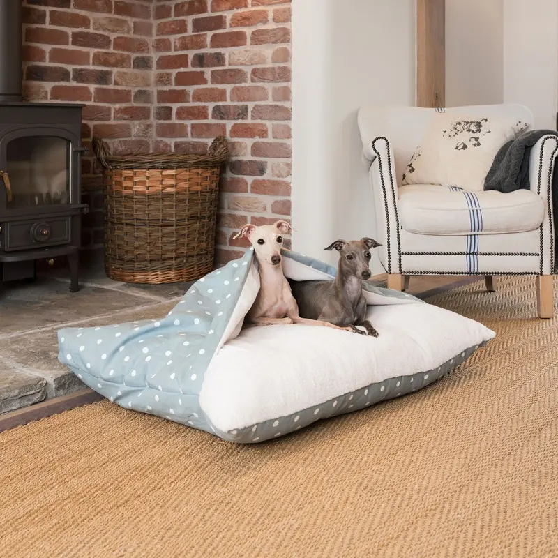 Sleepy Burrows Bed With Removable Cover in Duck Egg Spot by Lords & Labradors