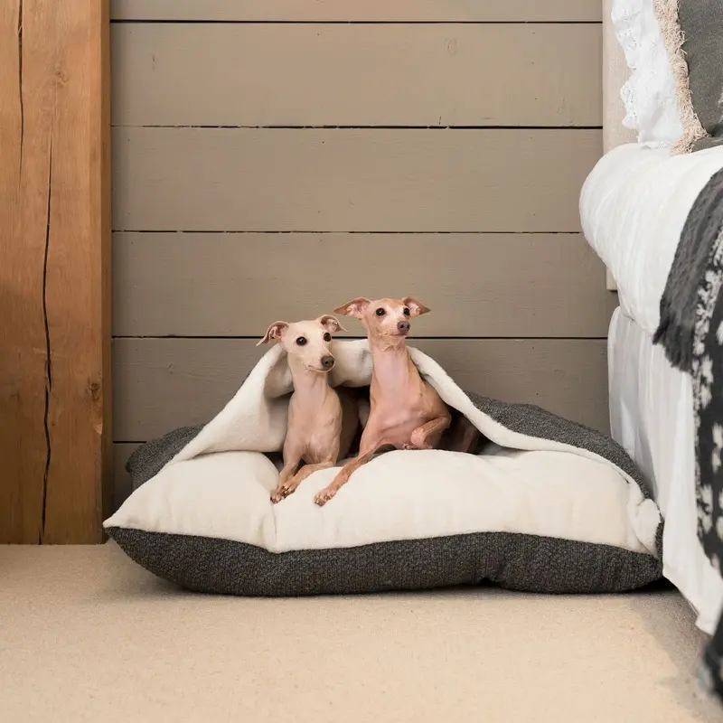 Sleepy Burrows Bed With Removable Cover in Granite Boucl by Lords & Labradors