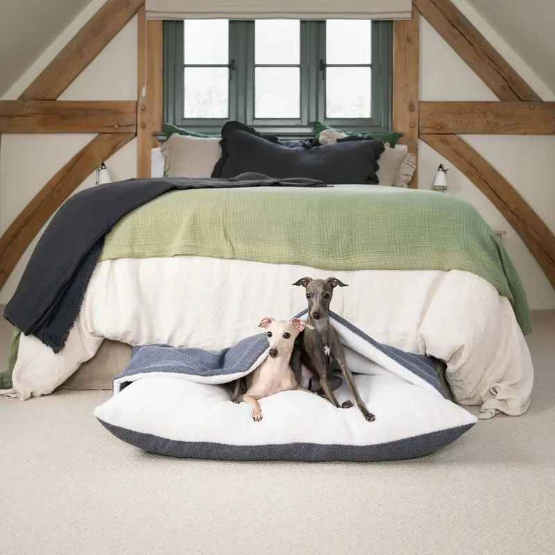 Sleepy Burrows Bed With Removable Cover in Oxford Herringbone by Lords & Labradors