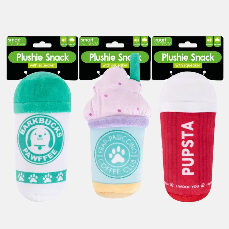Smart Choice Assorted Squeaky Coffee Plush Dog Toy