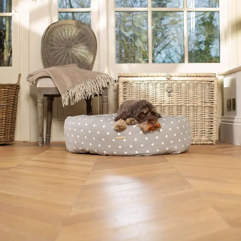 Donut Bed With Removable Covers in Grey Spot by Lords & Labradors