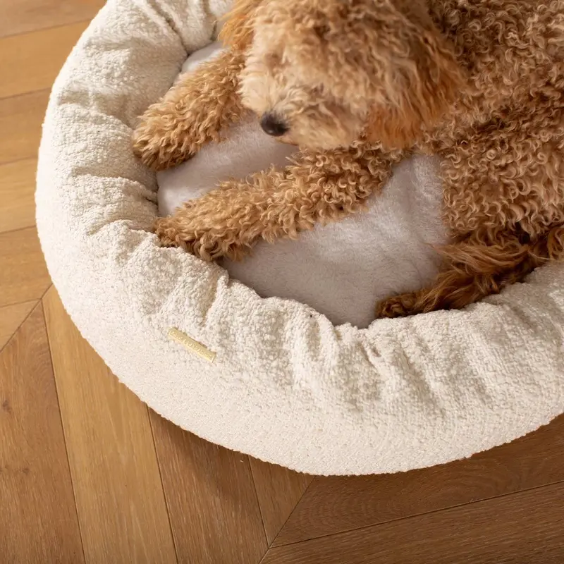 Donut Bed With Removable Covers in Ivory Boucl by Lords & Labradors