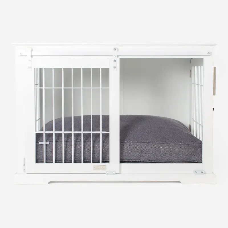 Wooden Sliding Door Dog Crate in White by Lords & Labradors