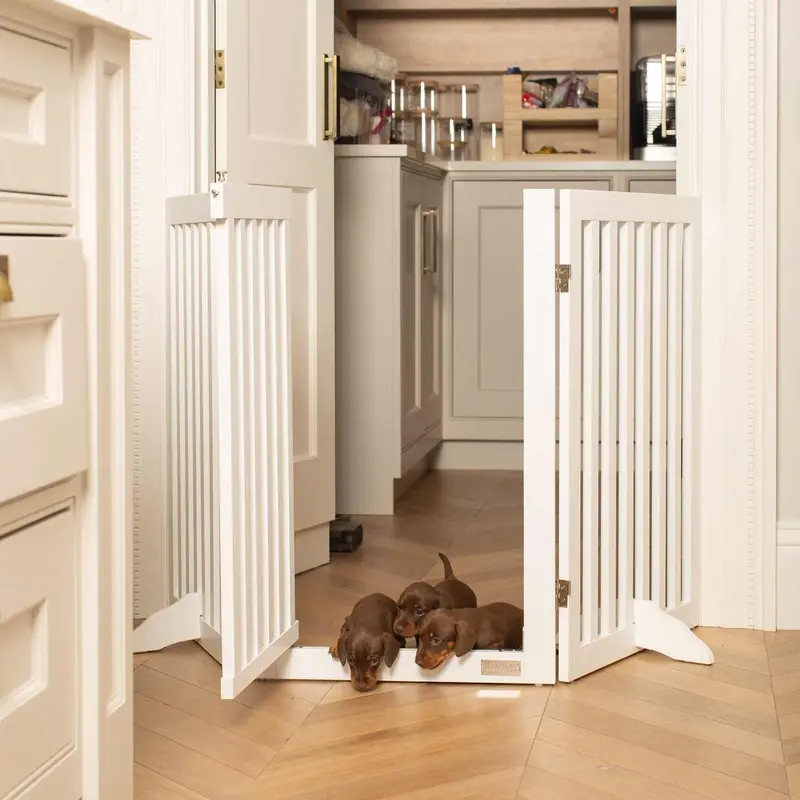 Medium White Wooden Dog Gate by Lords & Labradors