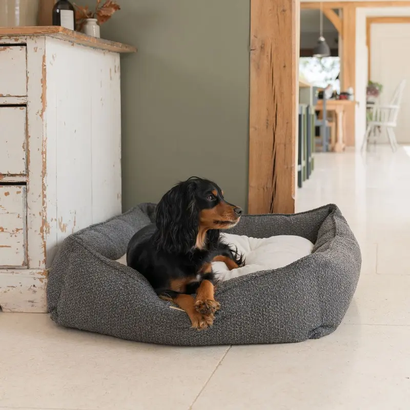 Box Bed in Granite Boucl by Lords & Labradors