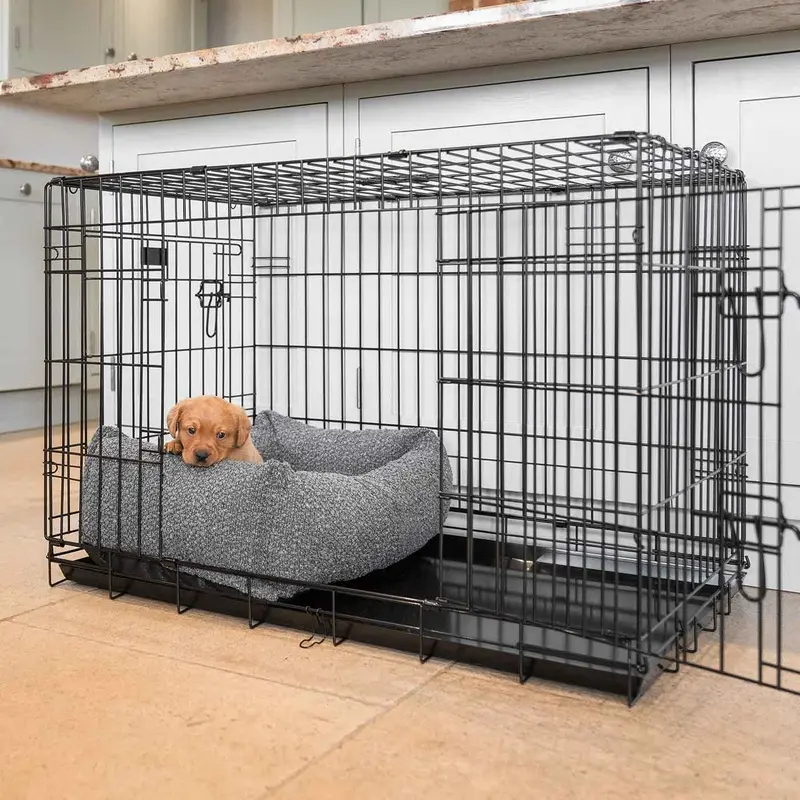 Cosy & Calming Puppy Crate Bed in Granite Boucl by Lords & Labradors