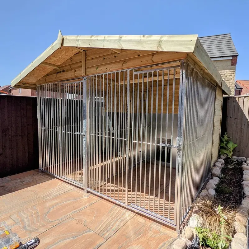 Benchmark Premium Wood Double Dog Kennel with Apex Roof 10 x 10ft