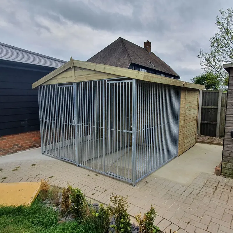 Benchmark Premium Wood Double Dog Kennel with Apex Roof 10 x 12ft