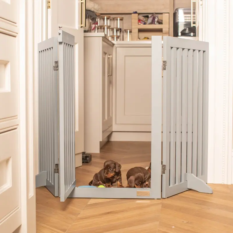 Medium Grey Wooden Dog Gate by Lords & Labradors