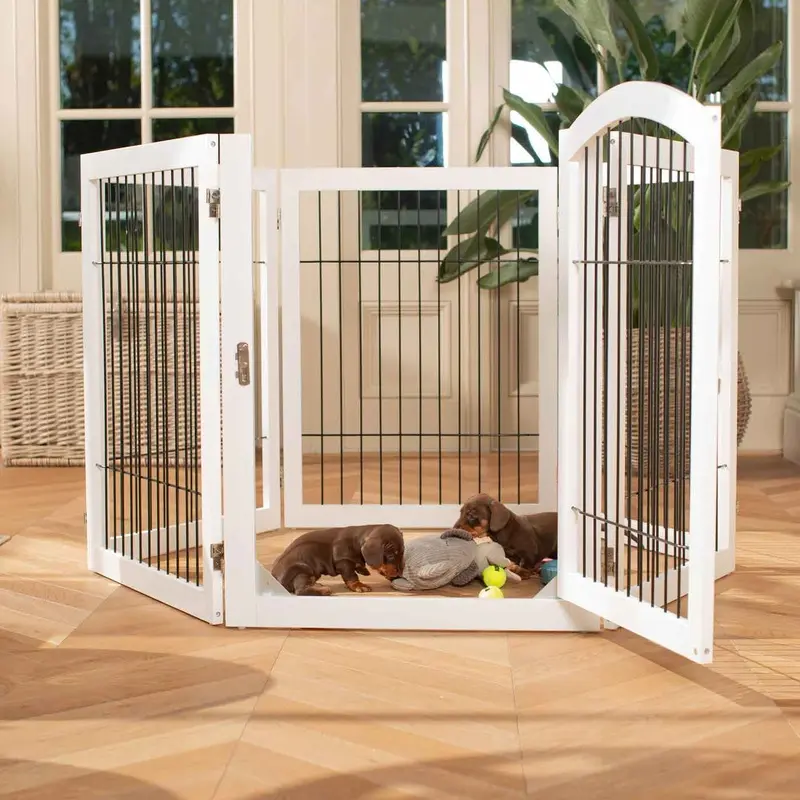 White Wooden Puppy Play Pen by Lords & Labradors