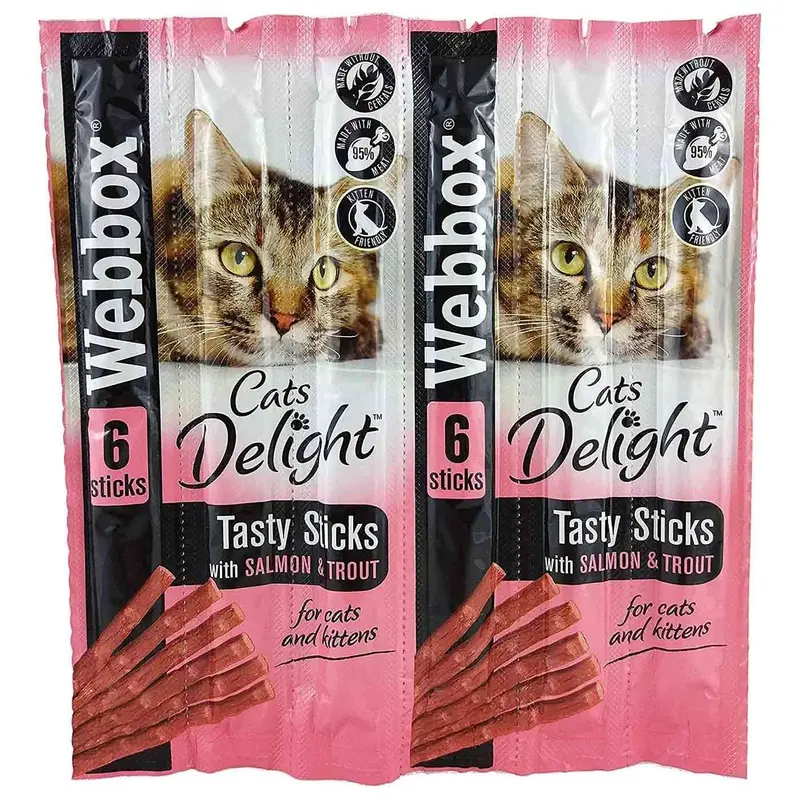 Webbox Cats Delight Tasty Cat Sticks Salmon & Trout 180g