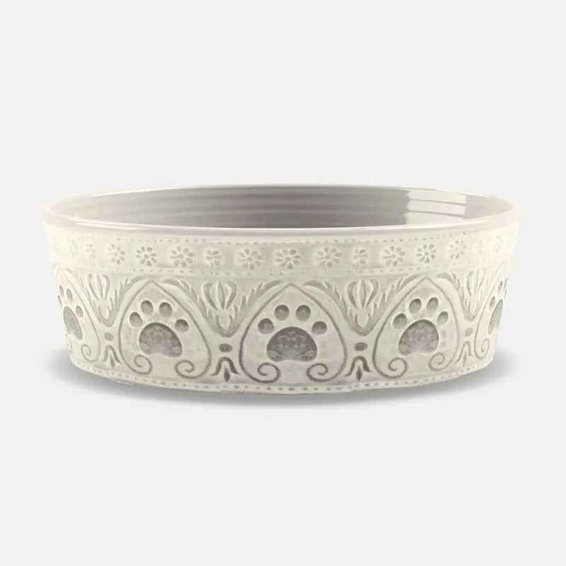 Medallion Natural Paw Print Pet Bowl